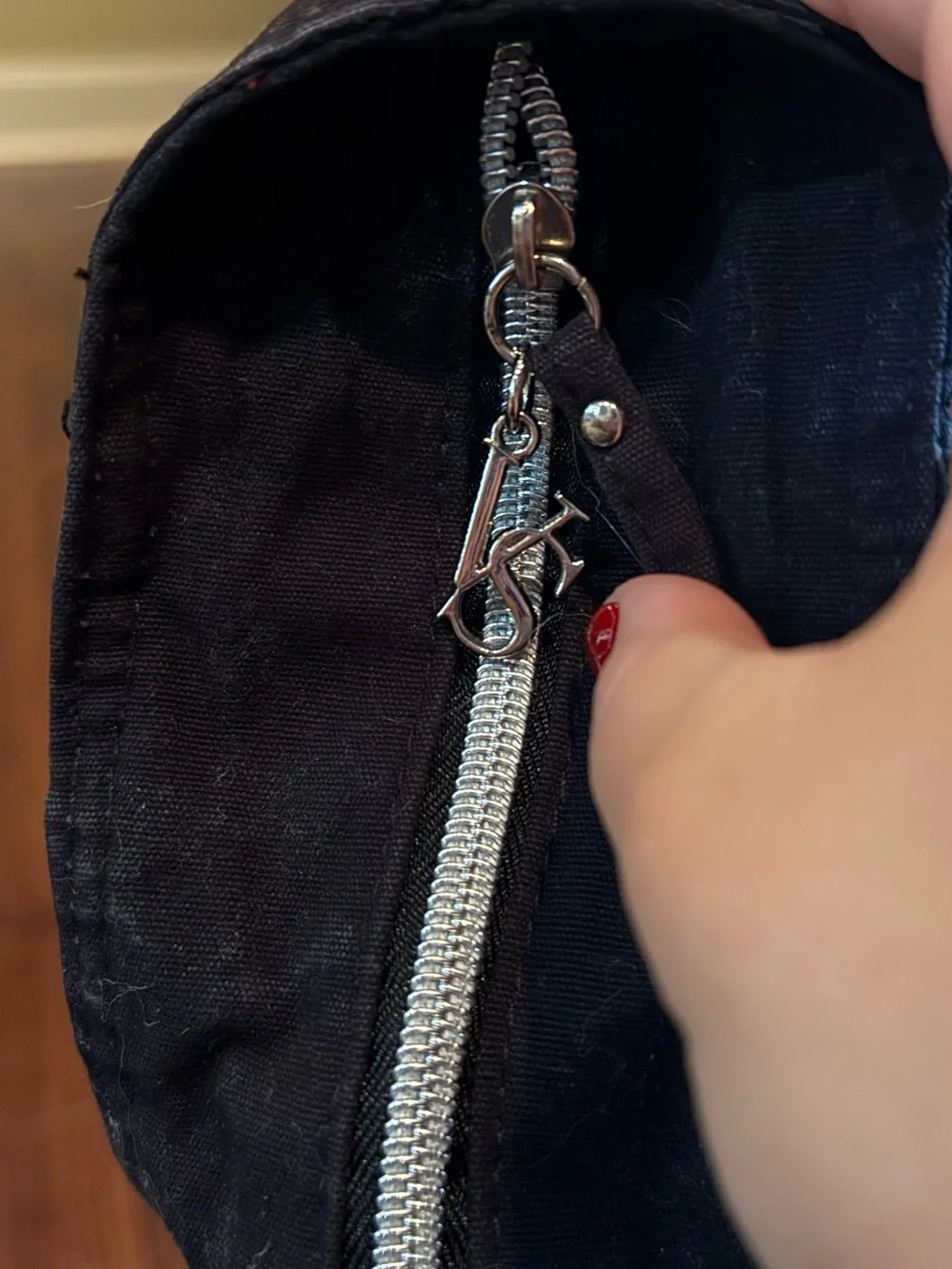 Victoria's Secret Black Tote with Hot Pink Sequin Stripes